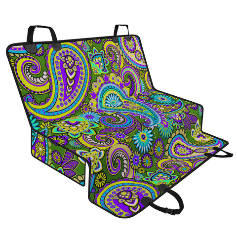 Image of Dark Multicolored Indian Paisley Pattern 2 Pet Seat Covers