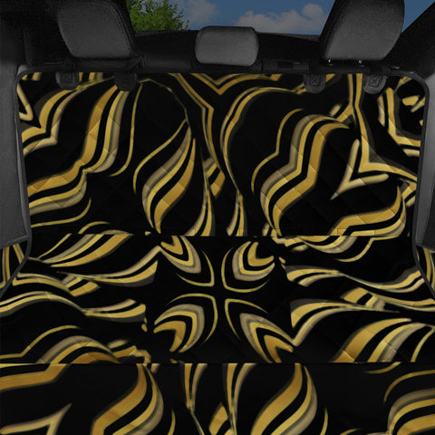 Image of Black And Orange Geometric Design Pet Seat Covers