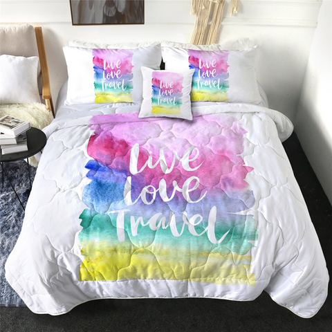 Image of 4 Pieces Live Love Travel Comforter Set - Beddingify