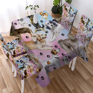 Colorful Puppy Table Cloth Waterproof 03