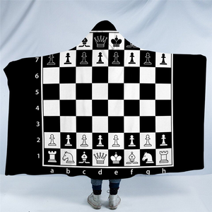 Chess Black Hooded Blanket