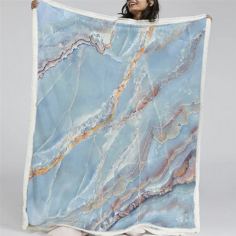 Image of Luxury Light Blue Stone Texture Soft Sherpa Blanket