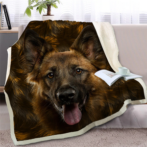 3D Printed German Shepherd Dog Soft Sherpa Blanket