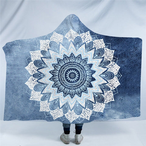 Image of Cold Mandala Wheel Hooded Blanket