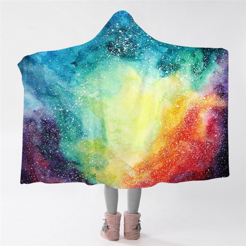 Image of Multicolor Galaxy Hooded Blanket