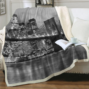 Brooklyn Bridge Photograph Cozy Soft Sherpa Blanket