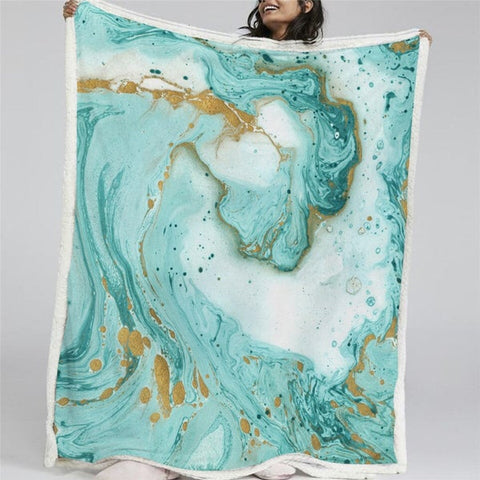 Image of Luxury Gold Green Quicksand Soft Sherpa Blanket Save 20%