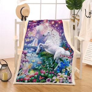 Fairy Tale World Unicorn Soft Sherpa Blanket