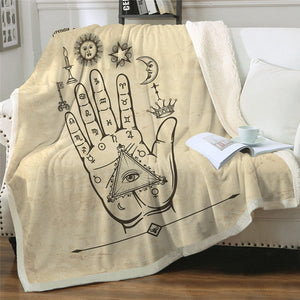 Witchcraft Astrology Hand With Evil Eye Soft Sherpa Blanket