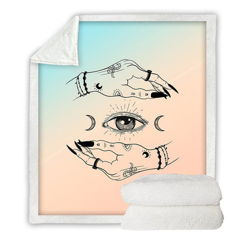 Image of Witchcraft Magical Hands Eye Cozy Soft Sherpa Blanket