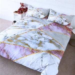 Geometric Golden Lines Comforter Set - Beddingify