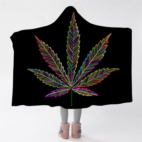 Image of Tripping Canabis Black Hooded Blanket