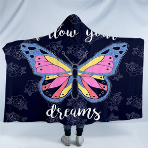 Follow Your Dream Butterfly Hooded Blanket