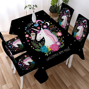 Floral Unicorn Waterproof Tablecloth  06