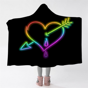 Disco Color Pierced Heart Hooded Blanket