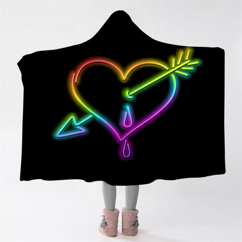 Image of Disco Color Pierced Heart Hooded Blanket
