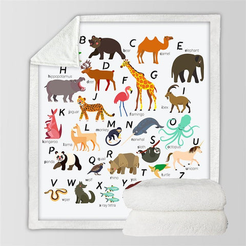 Image of Alphabet Wild Animals Cozy Soft Sherpa Blanket