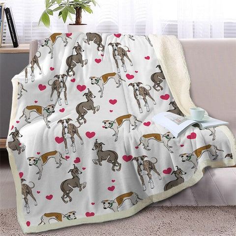 Image of Funny Whippet Dogs Soft Sherpa Blanket