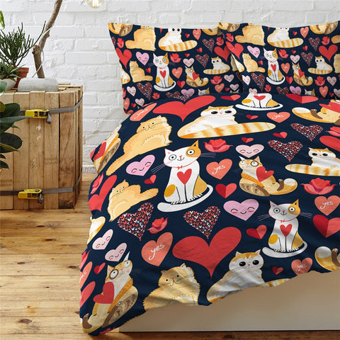 Image of Black Cat Duvet Cover Set Cartoon Animal Bedding 09