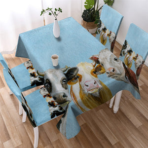 Milk Cow Portrait - Pastel Painting Art Tablecloth 03