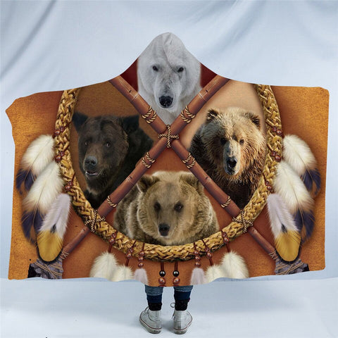 Image of Tribal Bears Hooded Blanket