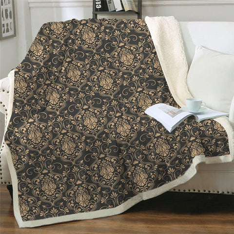 Image of Stylish Classical Brown Pattern Cozy Soft Sherpa Blanket