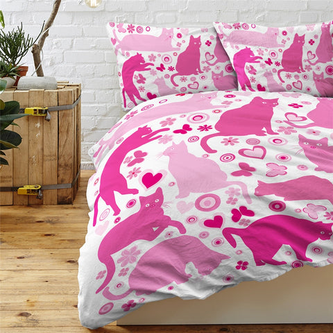 Image of Black Cat Duvet Cover Set Cartoon Animal Bedding 08