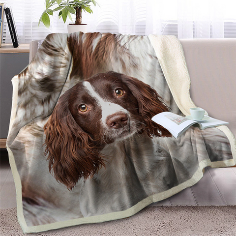 Image of 3D Printed Springer Spaniel Dog Soft Sherpa Blanket