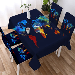 World Map Waterproof Tablecloth  02