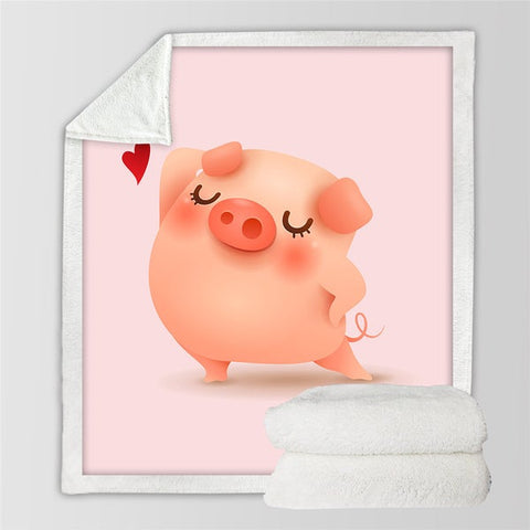 Image of Cute Pig Cozy Soft Sherpa Blanket