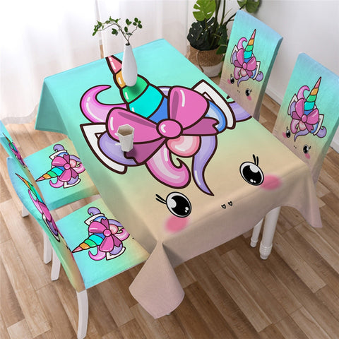 Image of Floral Unicorn Waterproof Tablecloth  14