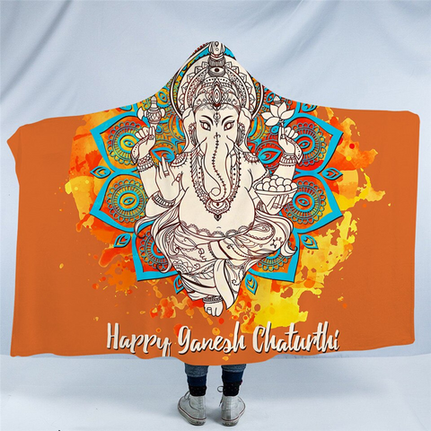 Image of Happy Ganesh Chaturthi Hooded Blanket