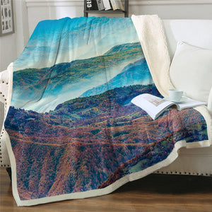 Scenery Mountain Picture Cozy Soft Sherpa Blanket