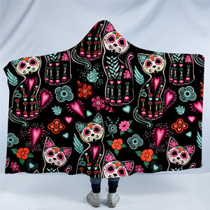 X-rayed Cats Hooded Blanket