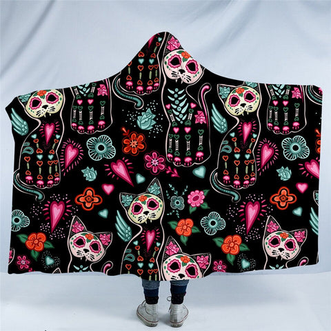 Image of X-rayed Cats Hooded Blanket