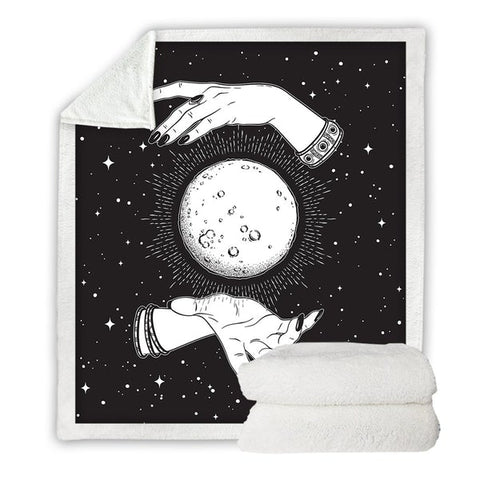 Image of Witchcraft Magic Hand And The Moon Soft Sherpa Blanket