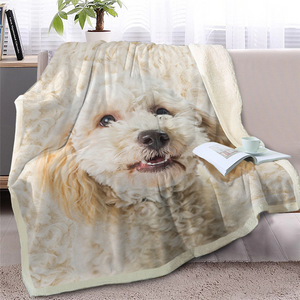 Cute 3D Printed Shih Tzu Dog Soft Sherpa Blanket