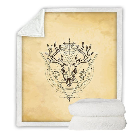 Image of Vintage Deer Skull Cozy Soft Sherpa Blanket