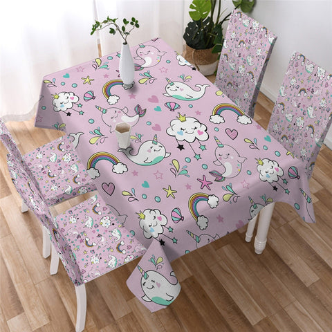 Image of Cute Whale - Narwhal Unicorn Table Cloth 01