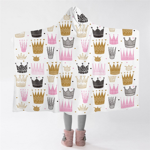 Image of Crown Patterns Hooded Blanket