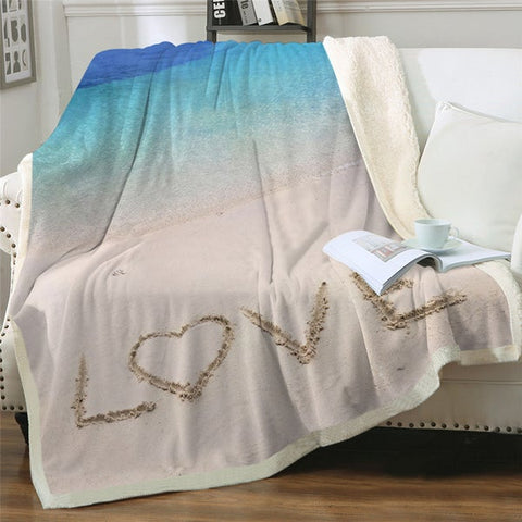Image of 3D Printed Scenery Love Letters In Sand Soft Sherpa Blanket