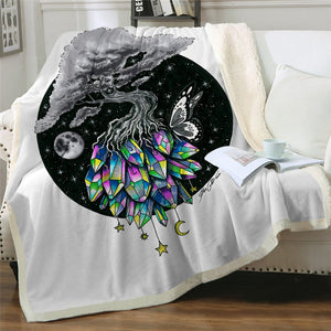 Tree And Colorful Crystal Soft Sherpa Blanket