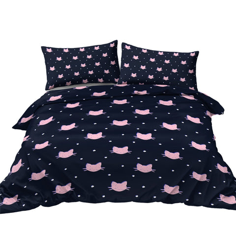 Image of Black Cat Duvet Cover Set Cartoon Animal Bedding 04