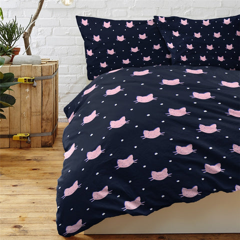 Image of Black Cat Duvet Cover Set Cartoon Animal Bedding 04