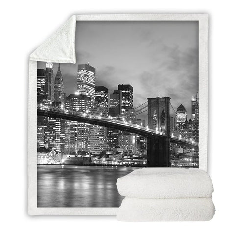 Image of Brooklyn Bridge Photograph Cozy Soft Sherpa Blanket