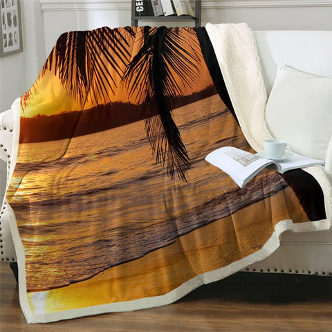 Image of 3D Printed Scenery Sunrise Soft Sherpa Blanket