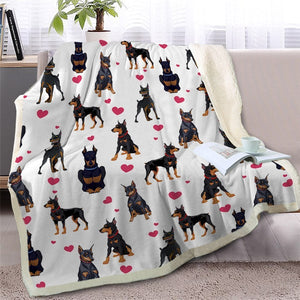 Funny German Shepherd Terrier Dogs Soft Sherpa Blanket