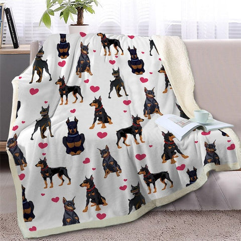 Image of Funny German Shepherd Terrier Dogs Soft Sherpa Blanket