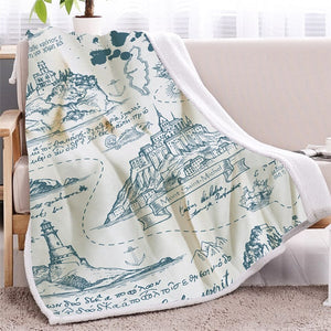 Vintage Mysterious Map Soft Sherpa Blanket