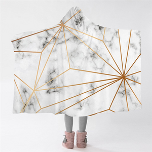 Golden Lines Marble Themed Hooded Blanket